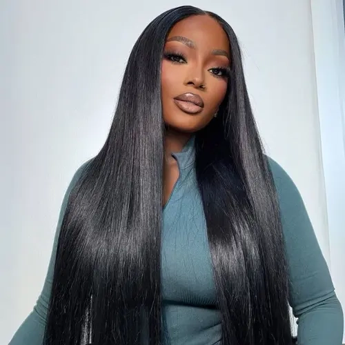 Subella Glueless Straight Human Hair Wig, Pre-Plucked Pre-Cut HD Lace Closure, 220% Density Natural Color Glueless Black Wig Ready to Go, Wigs, Wigs Human Hair, Glueless Wigs