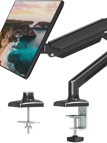 Full Motion Single Monitor Desk Mount for 13"-32" Screens | VESA 75x75 / 100x100