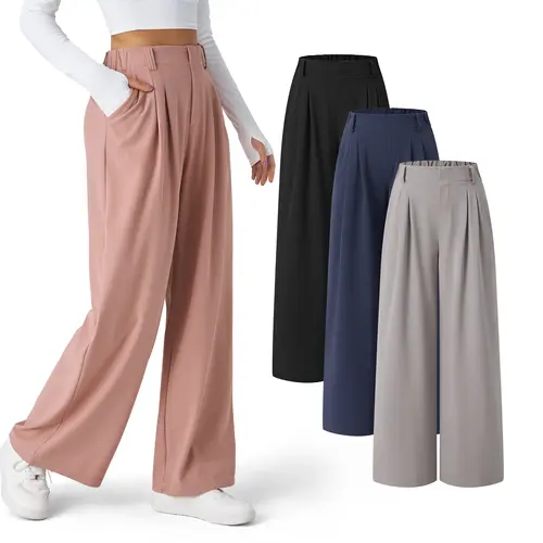Halara 3-Piece Flex High Waisted Side Pocket Wide Leg Waffle Work Pants Set - regular length #BackToSchool
