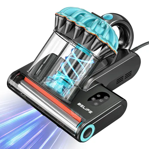 Belife M8 Mattress Vacuum Cleaner,  Anti-allergen Dust Mite Bed Vacuum Cleaner with UV Sanitizing & High Heating & Hot Air, 550W 18Kpa Powerful Suction Double-Cup Deep Cleaning Handheld Vacuum for Bed, Couch, Sofa, Carpet, etc, Corded, Hand Vacuums, High