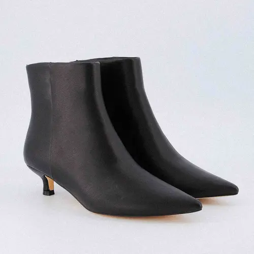 Cushionaire Barbie Pointed Toe Kitten Heel Booties for Women | Soft Vegan Leather Dressy Ankle Boots With Back Zipper | Sleek Modern Heel Design For Casual And Evening Outfits