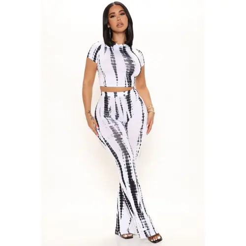Jazmin Tie Dye Pant Set 33 - White/Black