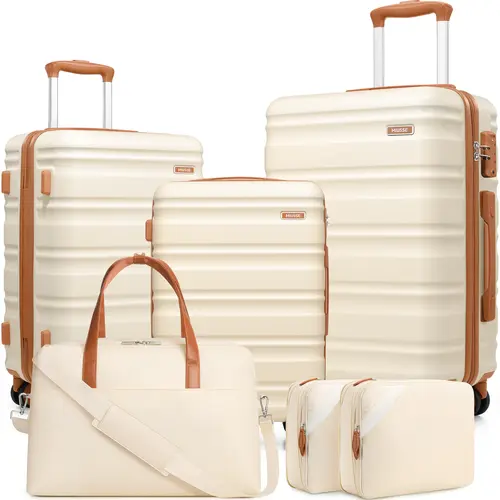 Miusse 6-Piece ABS Hardside Luggage Set, 20/24/28 Inch Spinner Suitcases with TSA Lock, Lightweight Hard Shell Carry-On & Checked Luggage for Back to School, College Move-In & Family Travel