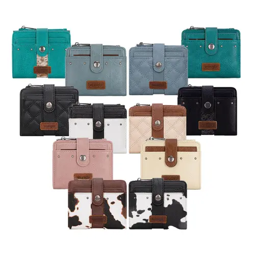Wrangler Wallet for Women Bifold Card Holder with Zipper and Removable ID Window