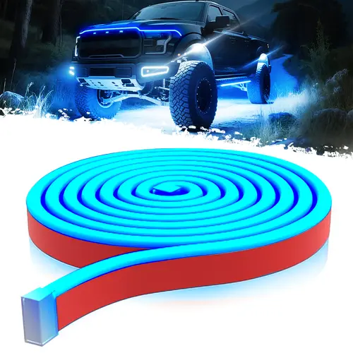 DIBMS 71” High Brightness Automotive Hood Gap LED Strip - Ambient Lighting Package with Unique Daytime Running Light Design, Easy Installation, 12V-Ice Blue eclipse  led  lights,Dynamic Scan Waterproof Car Hood Light Strip