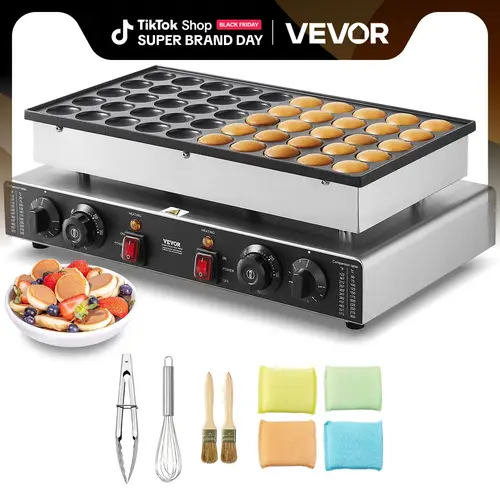 【toolupgrade】VEVOR 43mm Mini Waffle Maker - 1700W Commercial Grade, 50PCS Capacity, Dutch Pancake Maker, Dorayaki Baker, Father's Day Gift Option