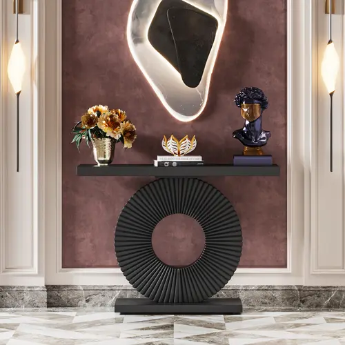 Tribesigns Entryway Table with Geometric Base, Sofa Table for Living Room, Hallway Luxury Modern