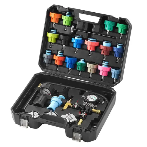 【toolupgrade】VEVOR Aluminum Universal Radiator Pressure Tester & Coolant Vacuum Refill Kit, Automotive Repair Tools with Manual Pump, Color-Coded Test Caps, Car Tools for Coolant Test-Fill on Cars, Bikes, Trucks