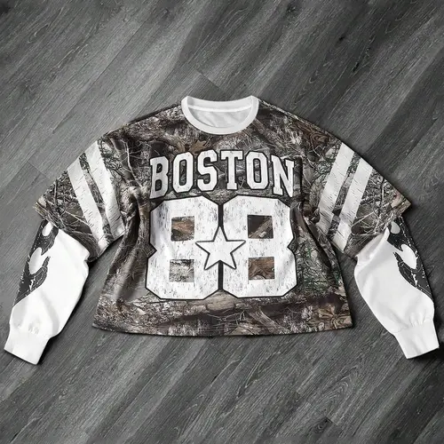 Men's Letter & Number Print 2 in 1 Drop Shoulder Camo Casual Sweatshirt, Regular Fit Casual Long Sleeve Round Neck Pullover for Fall & Winter, Men's Clothes for Daily Wear, Everyday Wear Sweatshirt Streetwear Casual Style