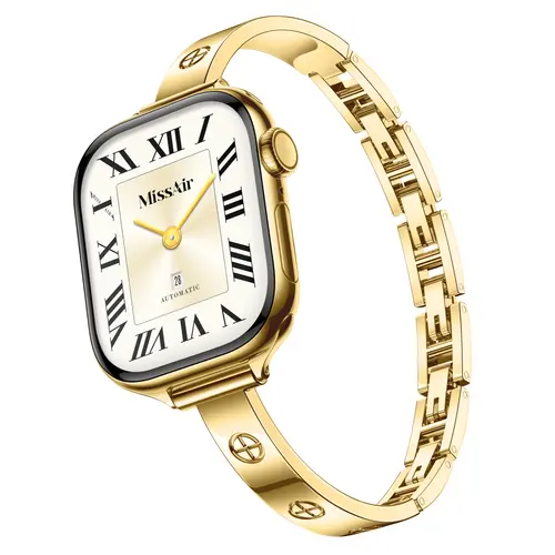 Missair 316L Stainless Steel Slim Crosslet Bracelet Band Compatible with Apple Watch 38/40/41/42/44/45/46/49mm, Adjustable Women’s Love Series Metal Strap,sohochic