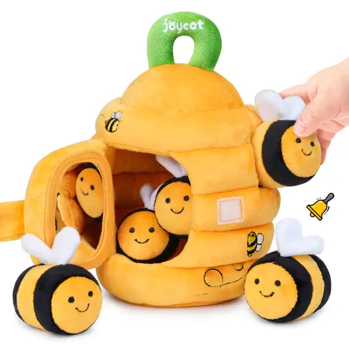 JoyCat Baby Toys 6-12 Months, Beehive Toy with 5 Sensory Bees, Baby Gift, Little hands can grab, shake, hide, and place soft bees back in the hive for rattle, crinkle, and mirror play, Infant