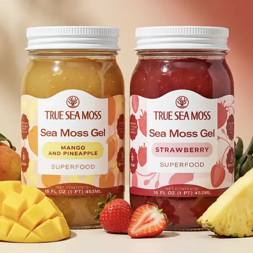 True Sea Moss Gel 2-Jar Bundle: Mango-Pineapple & Strawberry – Rich in Essential Minerals & Vitamins – supports overall vitality
