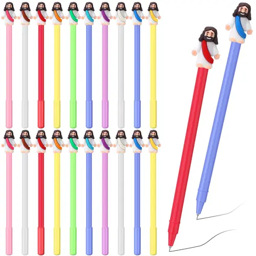 Mini Jesus Figure Ballpoint Ink Pens, Religious Stationery Supplies with Bible Verse, Back to School Gift for Students, Festive Party Favors & Employee Appreciation Gifts, Ink Pen