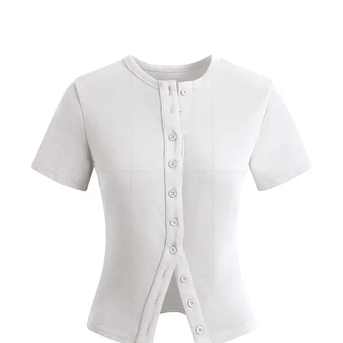 Women's Short Sleeve Cardigan, Casual Button Front Knitwear for Daily Wear, Ladies Clothes for All Seasons, Knitting Clothes