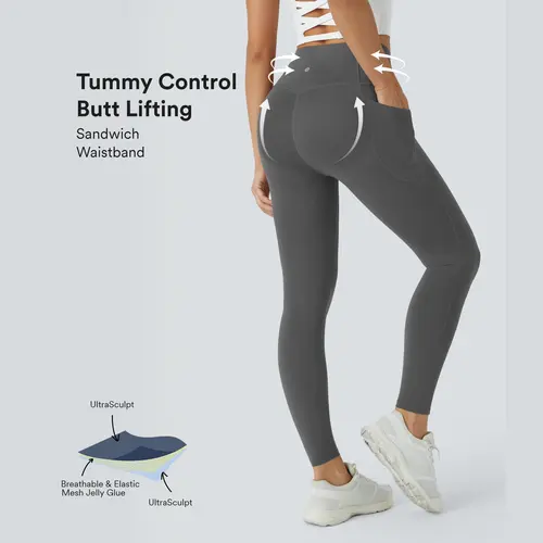 Halara UltraSculpt™ High Waisted Butt Lifting Tummy Control Pocket Shaping Workout Leggings #BackToSchool