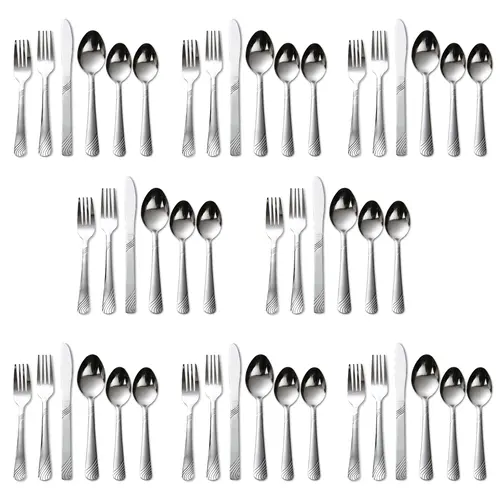 48-Piece Stainless Steel Tableware Set, Service for 8 (Bonus 8 Teaspoons) - Dishwasher Safe Cutlery for 6-10 People, Everyday Home & Housewarming Kitchen Utensils