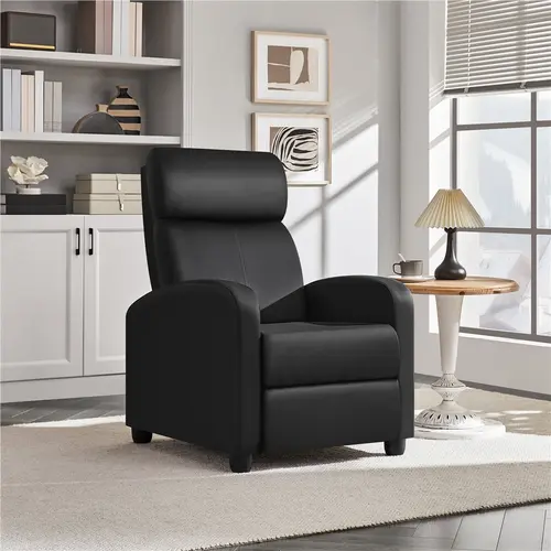 Yaheetech Adjustable Recliner Chair - Modern Upholstered Chill Room Furniture with Lumbar Support, PU Leather/Fabric for Living Room, Home Theater Use