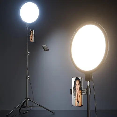 Weilisi 10.5" Dimmable Selfie Ring Light, 69" Tripod Stand with Phone Holder, Full‑Screen Soft Lighting for Dorm Room, Makeup, Beginner Live Stream & Video Recording, Bluetooth Remote for iPhone