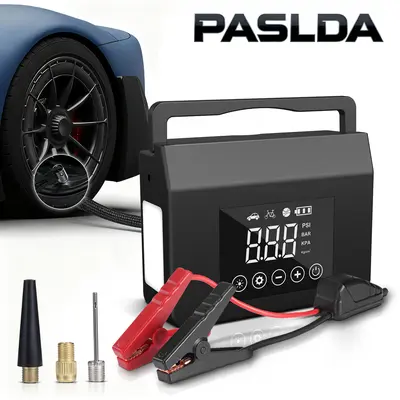 PASLDA 4000A Automotive Car Jump Starter - 150PSI Tire Inflator, 15000mAh 4-in-1 Portable Charger, LED Flashlight, Auto Shut Off Air Compressor for Vehicle Car Accessories, Outdoor Camping toolupgrade