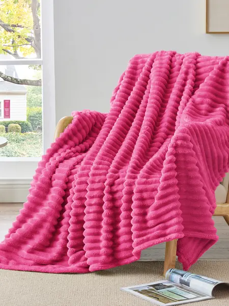 BEDELITE Fleece Throw Blanket, 300 GSM Super Soft Blanket, 3D Stripe Texture Fluffy Blanket, Throw Blanket for Couch, Sofa, Bed, Living Room, Home Decor, All Seasons, Decorative, Gift Idea,back to school,back to school shopping,sohochic