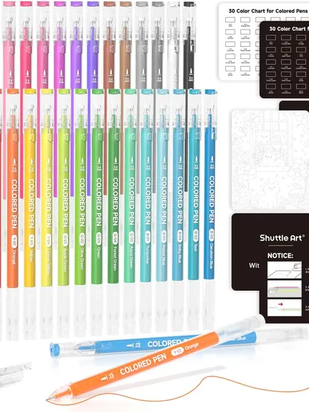 Colored Pens, Shuttle Art 22/24/30/72 Colors Cute Journal Pens 0.6mm Fine Point Colored Gel Pens for Black Paper Adult Coloring Writing Drawing Journaling Note Taking School Office Home,Design,Students