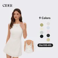 Cider Linen-Blend Boat Neck Knotted Backless Mini Dress – Women's Chic Elegant Summer Vacation Sundress, Solid White A-Line Fit Flare Party Cocktail Dress Casual Basic Womenswear SohoChic