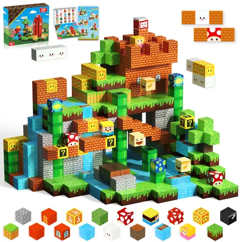 Magnetopia 100PCS Magnetic Building Cubes - STEM Montessori Sensory Stacking Blocks Model Building Kits, Open Ended Do It Yourself Toys, Cool Gifts for Kids for Christmas Birthdays Ages 3-10,sohochic