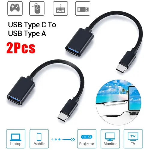 2 PCS Type C USB-C 3.1 Male To USB 3.0 Type A Female OTG Converter Adapter Cord Cable, C To Usb Type-A Adapters
