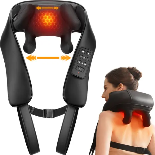 Upgrade Neck Massager with Heat – Cordless 6D Shoulder Massager with Adjustable Width, 6 Nodes, Fits Broader Bodies, for Neck, Back, Traps – Gift for Men & Women – MASGRE