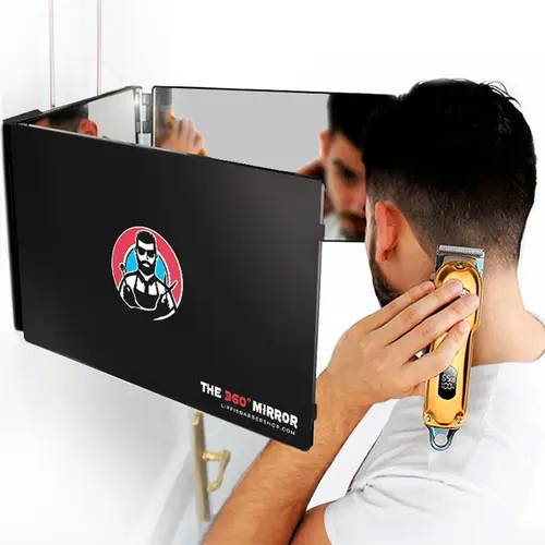 LIPFI'S 360 Barber Mirror – 3 Way Mirror for Self Hair Cutting, Adjustable Trifold Barber Mirror, 3 Sided Tri Fold Self Haircut System for Men & Women Braiding, Professional Mirror for Fades, Lineups, Tapers & Grooming, Folding Mirror for Home & Barbers