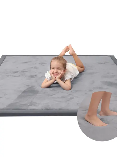 Huloo Sleep Baby Play Mat for Floor, 1.3" Thick Extra Soft Memory Foam Nursery Rug, Non-Slip Crawling Mat for Infants & Toddlers, Water-Resistant Coral Velvet, for Tummy Time, Playpen & Living Room,sohochic