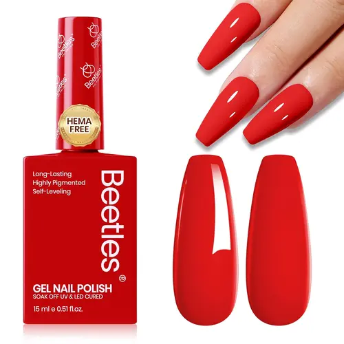 Beetles Gel Nail Polish (15ml/0.51 fl oz) - Christmas-Inspired Shades (Red,Pink,White,Blue,Green) - Soak-Off UV-LED Glossy Formula for Cosmetic Gift, Nail Care, Flawless Salon & DIY Manicure