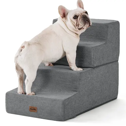 MADE 4 PETS Extra Wide Design 4-Step Dog Stairs - 35D Foam, Non-Slip Bottom, Soft Landing, Cushioned Step, Provides Cushioning, Safe for Small Dogs/Cats Up to 40lbs, Home Use for High Beds/Couches, 16"x18"x28"