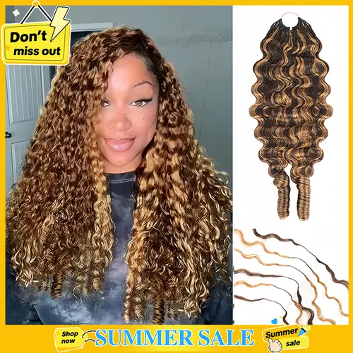 Cheetahbeauty 1B/30 4/27 #4/#30 Burmese Curly Crochet Hair for Miracle Knots Boho Braids Water Wave Crochet Human Hair Extension Pre-Separated 50g/Pack, 4-5 Packs for Full Head #SummerWins #SohoChic #tiktokshopstockup