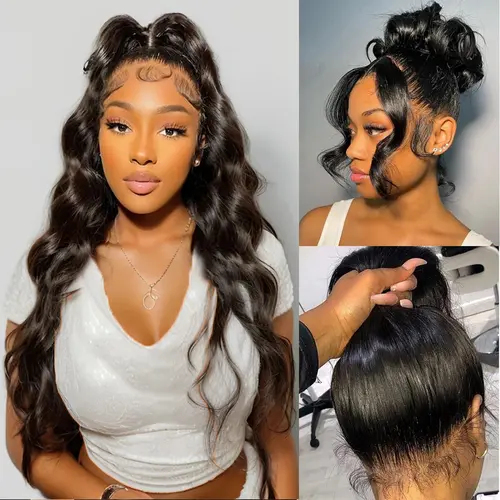 Tahikie 250% Density 360 Full Lace Invisi Strap Body Wave Wigs Human Hair Water Wave Transparent Lace Hidden Strap Frontal Black Wigs For Women #Summervibes#tiktokshopmemorialday #SummerWins #DealsForYouDays #TikTokShopBackToSchool#SohoChic