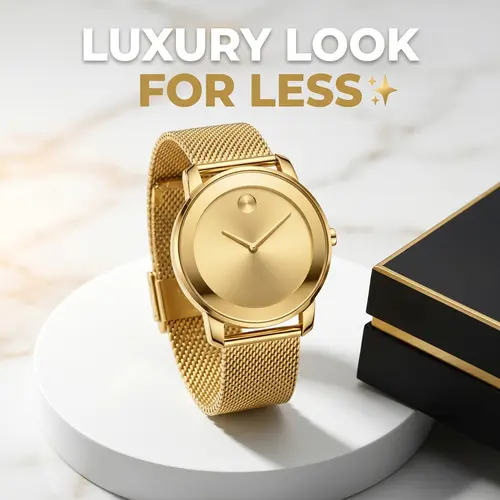 Women's Elegant Minimalist 8mm Ultra-Thin Gold Quartz Watch with Quartz Movement - Adjustable Stainless Steel Mesh Strap Hugs Your Wrist, Waterproof, Sleek Fashion Accessory for Office-Party, Graduation Gift for Her with Gift Box,sohochic