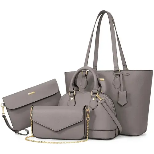 BAGSURE Women's 4PCS Synthetic Leather Purses Set - Fashion Design Tote (Largest:10.5x13in), Crossbody Bag & Wallet Combo, Durable Organizer, Backtoschoolshopping Accessory, Gifts for Girlfriend