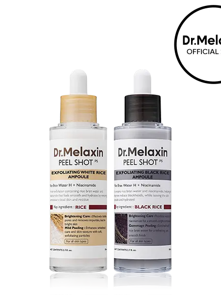 [Dr.Melaxin Official] Peel Shot Glow Rice Ampoule Duo - Peel Shot Gentle Exfoliator for Glowing, Smooth Skin | Blackhead Whitehead Care | Korean skincare