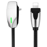 YONZEE Right-Angle Car Charging Cable, 60W Fast Charging USB-C to USB-C 6ft & USB-C to Lightning 3ft, Braided Cable for iPhone, iPad, Tesla Model 3/Y/S/X, Led, Shell toolupgrade