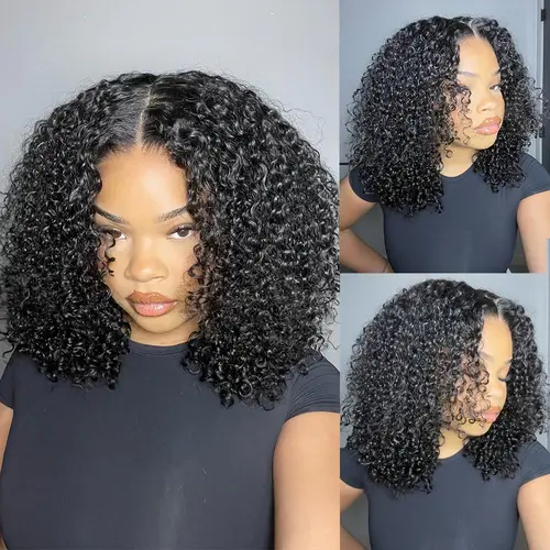 BANGJAZZ Short Kinky Curly Ready to Wear Glueless Wigs Pre Cut Lace Bleached Konts Closure Wigs Human Hair Wig 200% Density Lace Front Wigs Pre Plucked For Women #TikTokShopBackToSchool
