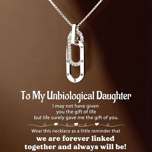 modmints Interlocking Artificial Gemstone Necklace - "Forever Linked" Sentimental Necklace, Adjustable, Thoughtful Mother's Day Gift for Unbiological Daughters, Sentimental Necklaces, Mothers Day Gift