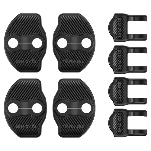 YONZEE Door Lock Cover for Tesla Model Y Model 3, Soft TPU Door Latch Striker Covers with Carbon Fiber Texture, Helps Protect from Scratches and Daily Wear, Fits 2020+ Model Y & 2017+ Model 3, 8PCS Car Accessories toolupgrade