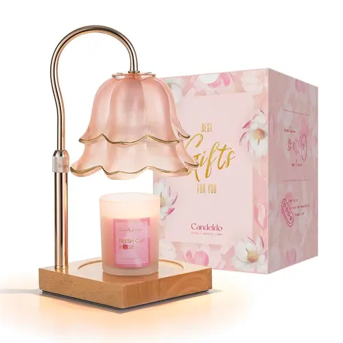 Candle Warmer Lamp with Timer - Flower Design with 2 Bulbs, Height-Adjustable Table Lamp, Aesthetic Room Decor, Gifts for Women (Mom Birthday & House Warming), Home Bedroom Room Decorations, Mom Birthday Gifts,sohochic
