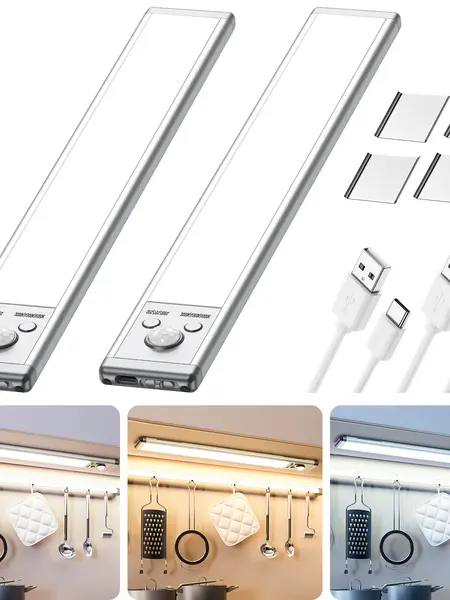 Tuffenough Under Cabinet Lights,Motion Sensor Night Light Indoor,1500mAh USB Rechargeable Light,Magnetic Installation Dimmable Lights for Kitchen,Wardrobe,Pantry, Closet,Bathroom,Stairs,Sink Cabinet,Garage