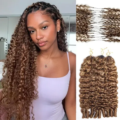 [CROCHET HAIR] Recool Highlight Ombre Burmese Curly Crochet Human Hair Kinky Curly Honey Blonde Protective Hairstyles For Black Women Mircale Knots Hot braids Vacation Hair Time-Saving Wear #Summervibes #TikTokShopBackToSchool #DealsForYouDays