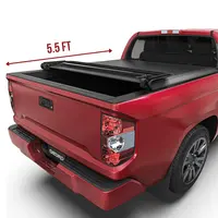 【toolupgrade】[Fits 2014-2021 Toyota Tundra] 5.5 Ft Bed, Soft Quad Fold Truck Bed Tonneau Cover, with Deck Rail System