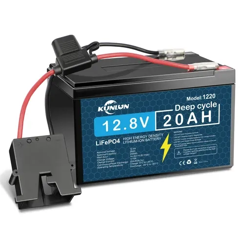 KUNLUN 12V 20Ah Secondary (Rechargeable) LiFePO4 Battery Pack with 20A BMS Protection, 5000+ Deep Cycles, 3.3 lbs, 5.95l x 3.9w x 3.7h in, 10-Year Long Lasting Battery for Power Wheels Upgrade, Campers, Safety Assurance,sohochic