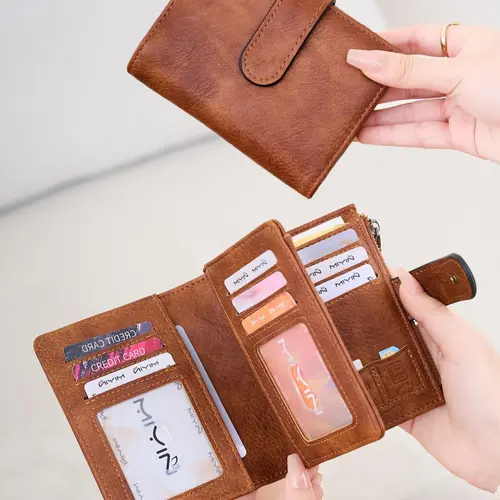 Women's Vintage Multi Card Slot Wallet, New StyleRfid Anti-theft Retro Multi-functional Short Wallet,Portable Wallet, Trifold Wallet, Women's Credit Card Holder, Card Slots Wallet, Rfid Wallets，Christmas Gift, Valentine's Day Gift, Ideal Gift