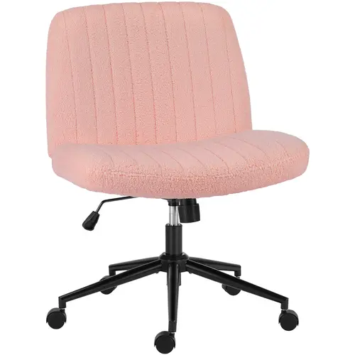 【Super Sale】Height Adjustable Criss Cross Chair with Wheels- Armless Desk Chair  Wide Swivel Reading Chair