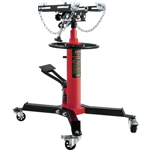 【toolupgrade】VEVOR Transmission Jack 3/5 Ton/1322 lbs Capacity Hydraulic Telescopic Transmission Jack2-Stage Floor Jack Stand with Foot Pedal360° Swivel WheelGarage/Shop Lift HoistRed